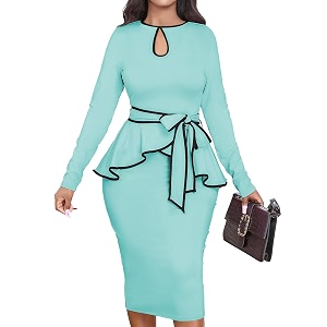 MOJICK Vintage Dress for Women Ruffle Bodycon