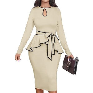 MOJICK Vintage Dress for Women Ruffle Bodycon