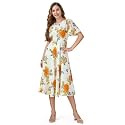 MOJILAA Women39s Georgette Floral Printed Gathered Dress
