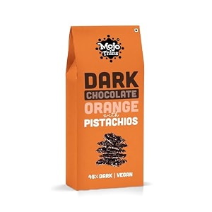 mojo bar thins - 45 dark chocolate orange with pistachios vegan portion controlled 108 gm
