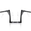 MoKitDora Sportster Dyna Softail 10” Rise 1-1/4” Fat 1" Clamp Ape Hanger Handlebar Z Bar for Harley Touring Road Glide Road King, Gloss Black