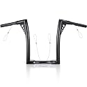 MoKitDora Sportster Dyna Softail 12” Rise Ape Hangers 1.25” Fat 1" Clamp Handlebar Batwing Z Bars for Harley XL 883/1200,1994-up Road King &amp; 1998-2013 Road Glide, Gloss Black