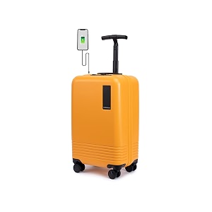 mokobara the float - cabin luggage polycarbonate 8 wheel trolly luggage hardsided suitcase with built in tsa lock sunnyside yellow
