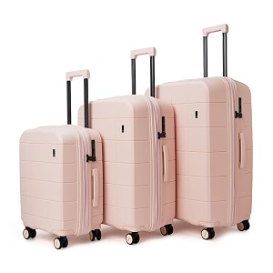 mokobara the hovercraft expandable luggage  polypropylene 8 wheel trolly luggage hardsided suitcase with built in tsa lock travel suitcase for men amp women set of 3 lucky charm