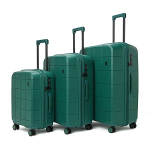 mokobara the hovercraft expandable luggage  polypropylene 8 wheel trolly luggage hardsided suitcase with built in tsa lock travel suitcase for men amp women set of 3 mic drop