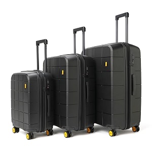 mokobara the hovercraft expandable luggage  polypropylene 8 wheel trolly luggage hardsided suitcase with built in tsa lock travel suitcase for men amp women set of 3 crypto