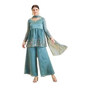 MOKOSH Womens Silk Embroidered Peplum Kurta Set