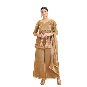 MOKOSH Womens Silk Embroidered Peplum Kurta Set