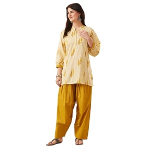 MOKOSH Womens Cotton Print Kurta with Farsi