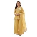 MOKOSH Womens Silk Embroidered Peplum Kurta Sharara