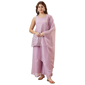MOKOSH Womens Silk Embroidery Kurta Sharara with