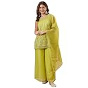 MOKOSH Womens Silk Embroidery Kurta Sharara with