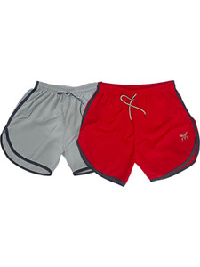 mokshii Solid Men Red Grey Regular Shorts