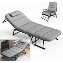 Metal 3-In-1 6-Gear Folding Patio Lounge Chairs, Reclining Lounge Chair With Removable Mattress For Indoor And Outdoor, Folding Lounge Chair, For Poolside, Beach, Lawn, Patio, Camping.