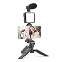 Vlogging Kit for Mobile Phone Tripod Living Streaming Equipment with Shotgun Microphone 49 LED Light Tripod Fliming Equipment for YouTube Instagram Tiktok Compatible with Phone Camera