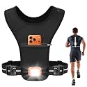 MOKURA Running Vest with Light for Women Men, Phone Holder Reflective Vest