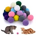Molain Cat Toy Balls, 30pcs Soft 1Inch Kitten Pom Poms, Cat Play Toy