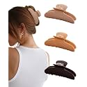 Molans 3PCS Hair Claw Clips Acrylic Clamps for women - Non-slip Strong Hold Barrettes for Thin Thick Hair, Medium hair clips Accessories