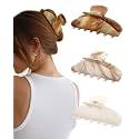 Molans 3PCS Hair Claw Clips Acrylic Clamps for women - Non-slip Strong Hold Barrettes for Thin Thick Hair, Medium hair clips Accessories