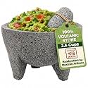 Molcajete 6 in Mexican, Handmade with Natural Volcanic Stone, Artisanal Kitchen Utensil for Grinding with Pores for Crushing, Specially Designed for Grinding Spices, Sauces, and Guacamole