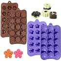 MoldBerry 15 Cavity Silicone Different Flower Shape Chocolate Moulds Pack of 2 | Non-Stick, Flexible, Reusable Mould for Homemade Chocolates, Jelly, Candy, Ice, DIY Baking & Gift Making