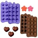 MoldBerry 15 Cavity Silicone Heart & Flower Shape Chocolate Moulds | Flexible, Non-Stick Candy & Jelly Making Mould for Homemade Chocolates, Ice Cubes, Desserts & Gifts | Pack of 2