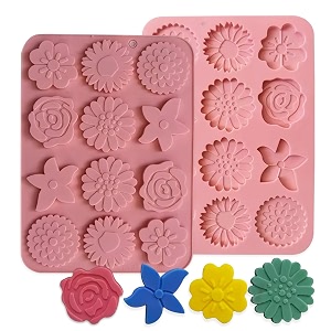 moldberry 12 cavity daisy flower silicone mold for fondant candle making chocolate candy soap resin polymer clay  chrysanthemum cake decorating mould  1 pc multicolor