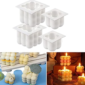 moldberry silicone bubble candle moulds for candle making 2 small amp big bubble cube candle mould for home decoration candle making festival party - pack of 4 white