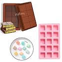 MoldBerry Kunafa Chocolate Mold & 15-Cavity 3D Square Chocolate Mould Combo, Silicone Baking Molds for Homemade Chocolates, Candy & Desserts (Multicolor, Pack of 2)