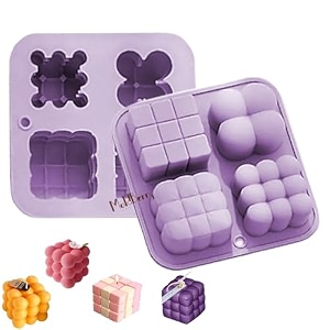 moldberry bubble candle mold silicone  3d cube 4-in-1 candle mould for soy wax amp decorative candles  flexible reusable silicone mold for candle making resin amp diy crafts pack of 1