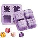 MoldBerry Bubble Candle Mold Silicone | 3D Cube 4-in-1 Candle Mould for Soy Wax &amp; Decorative Candles | Flexible Reusable Silicone Mold for Candle Making, Resin &amp; DIY Crafts (Pack of 1)