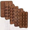 MoldBerry Silicone Chocolate Mould Combo | Pack of 5 | 24 Cavity Heart &amp; Round, 15 Cavity Star, Flower &amp; Mini Heart Molds | Reusable Baking, Jelly, Candy &amp; Cake Decoration Moulds