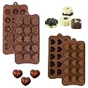 MoldBerry Silicone Chocolate Moulds Set of 2 | Heart & Flower Shape Candy Molds for Chocolate, Jelly, Gummies | Flexible, Non-Stick, Reusable Baking Trays | Mini Silicone Molds for DIY Sweets.