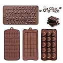 MoldBerry Silicone Letter Chocolate Molds – Breakable Mini Candy Bar & Heart Moulds for Cake, Jelly, Candy Making – Pack of 4