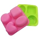 MoldBerry Silicone Soap Mold 4-in-1 | Round, Square, Oval & Heart Shape Mould | Multi-Purpose for Soap, Bath Bombs, Candle, Cake & Pastry | Multicolor (Pack of 1)