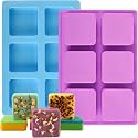 MoldBerry Silicone Soap Mould for Soap Making | 6 Cavity Square Soap Mold (100g Each) | Reusable Silicone Mold for Handmade Soap, Candle & Resin | Pack of 1