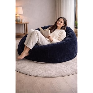 mollismoons faux fur bean bag chair cover for adults amp kids  luxury lounger amp round floor sofa seating  modern cozy feel  no beans included