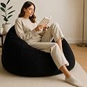 Mollismoons Bean Bag XXXL Size for Adults &amp; Kids Fur bin Bag Luxury Bean Bag Chair (Bean Bag Without Beans Cover(Assembly Required), Black)