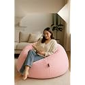 Mollismoons XXXL Pink Fur Bean Bag Cover � Cover Only, Without Beans, Jakkard Bottom, Washable(Assembly Required)