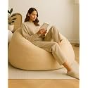 Mollismoons Bean Bag XXXL Size for Adults &amp; Kids Fur bin Bag Luxury Bean Bag Chair (Ivory, Bean Bag Without Beans Cover(Assembly Required))