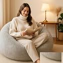 Mollismoons Bean Bag Fur Chair XXXL Size for Adults &amp; Kids Bean Bag Cover Without Beans Grey Color