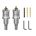 Mollom 1-1/8" (29mm) 2Pcs Heavy Duty Carbide Hole Saw with 3 Pilot bit