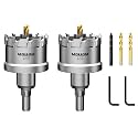 Mollom 1-3/4" (45mm) 2Pcs Heavy Duty Carbide Hole Saw with 3 Pilot bit