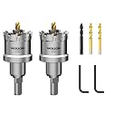Mollom 1-3/8" (35mm) 2Pcs Heavy Duty Carbide Hole Saw with 3 Pilot bit