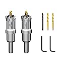 Mollom 7/8" (22mm) 2Pcs Heavy Duty Carbide Hole Saw with 3 Pilot bit
