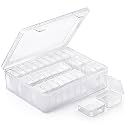MOLN HYMY Bead Organizer, 30pcs Clear Bead Containers for Organizing, Small Plastic Box with Hinged Lids and 60 Labels for Bracelet Making DIY Jewelry Crafts and Various Accessories