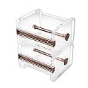 molshine 2 Pack Transparent Desktop Multi Washi Masking Tape Storage Dispenser,Tape Cutter,Tape Roll Holder (Not Include Masking Tape) (Brown)