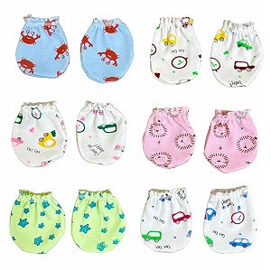 mom39s darling cotton mittens for new born baby 0-6 months  baby hand gloves  cotton mittens with gentle elastic wristbands for 0 to 6 months  new born products  pack of 6 pairs
