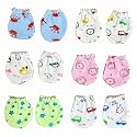 MOM'S DARLING Cotton Mittens for New Born Baby (0-6 months) | Baby Hand Gloves | Cotton Mittens with gentle elastic wristbands for 0 to 6 months | New born products | Pack of 6 pairs