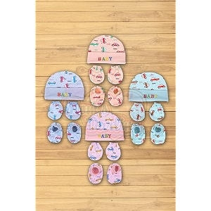 mom39s darling newborn baby cotton cap mitten and booties combo set  infant cap  mittens  bootie  kids gloves amp socks  baby gift  0-12 months  pack of 4  multicolor